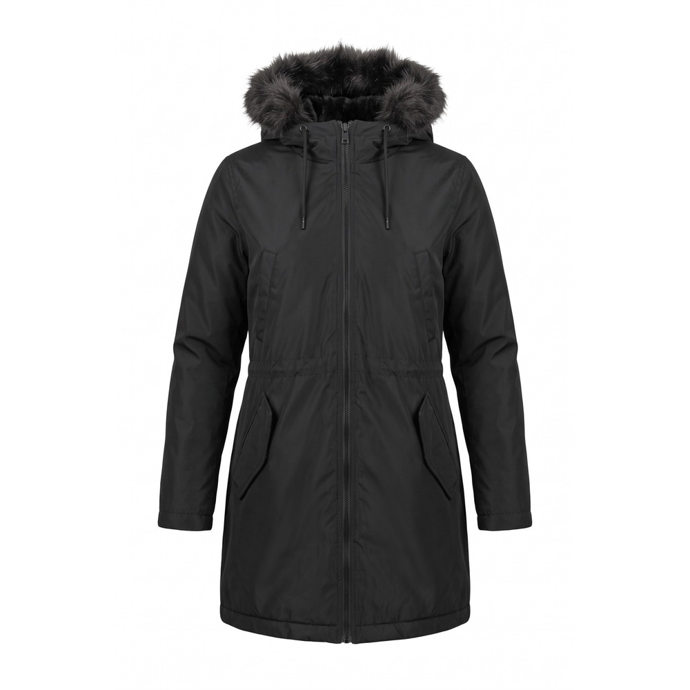 Gap Womens Black Faux Fur Trim Hooded Parka Jacket Medium